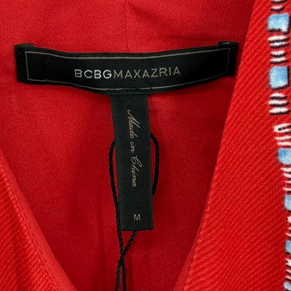 BCBG Maxazria Red V-Neck Handkerchief Hem Sleeveless Dress Women’s Medium - Picture 9 of 11